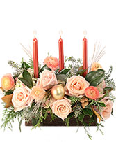 Calming Peach Roses Centerpiece 
