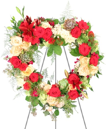 Heartfelt Compassion Standing Wreath in Batesville, AR | Signature Baskets Flowers & Gifts