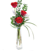 Three Fiery Roses Bud Vase