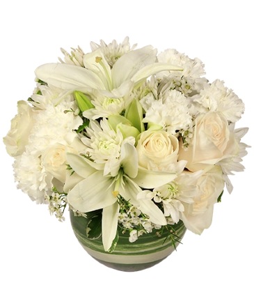 White Bubble Bowl Vase of Flowers in Batesville, AR | Signature Baskets Flowers & Gifts