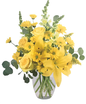 Yellow Frenzy Vase Arrangement  in Batesville, AR | Signature Baskets Flowers & Gifts
