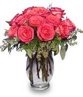SYMPHONY IN ROSES Coral Floral Vase