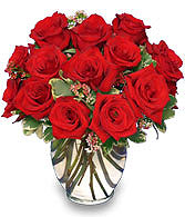 CLASSIC ROSE ROYALE  18 Red Roses Vase