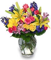 RAINBOW OF BLOOMS Vase of Flowers