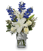 CRISP WINTER SKIES Flower Arrangement