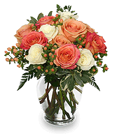 PEACH & WHITE ROSES Bouquet