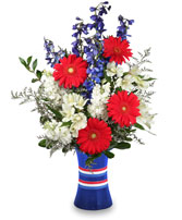 RED, WHITE & BEAUTIFUL Bouquet of Flowers